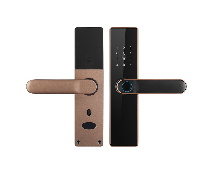 Замок біометричний автономний Trinix TRL-5402BTF Bronze з Bluetooth, зчитувачем відбитків пальців і карт Mifare