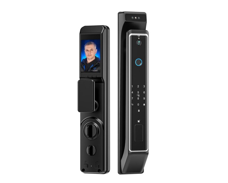 Замок біометричний автономний Trinix TRL-8801BTV Black з Bluetooth, розпізнаванням облич, зчитувачем відбитків пальців і карт Mifare