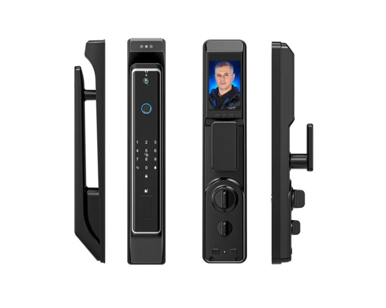 Замок біометричний автономний Trinix TRL-8801BTV Black з Bluetooth, розпізнаванням облич, зчитувачем відбитків пальців і карт Mifare