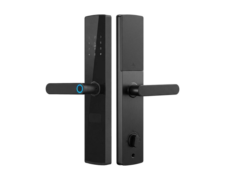 Замок біометричний автономний Trinix TRL-5404BTF Black L/R з Bluetooth, зчитувачем відбитків пальців і карт Mifare