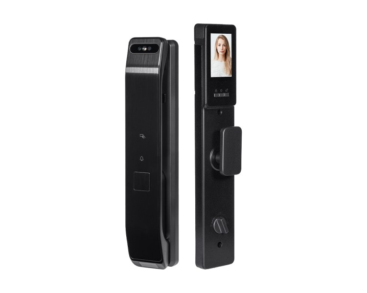 Замок біометричний автономний Trinix TRL-8804BTV Black L/R з Bluetooth та Wi-Fi, розпізнаванням облич, долоней, зчитувачем відбитків пальців і карт Mifare