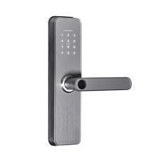 Замок біометричний автономний Trinix TRL-5405BTF Silver L/R з Bluetooth, зчитувачем відбитків пальців і карт Mifare