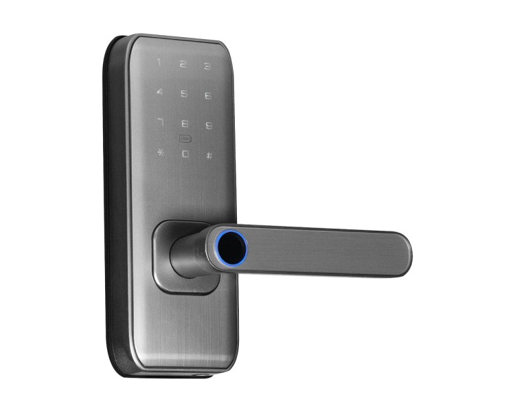 Замок біометричний автономний Trinix TRL-5406BTF Silver L/R з Bluetooth, зчитувачем відбитків пальців і карт Mifare