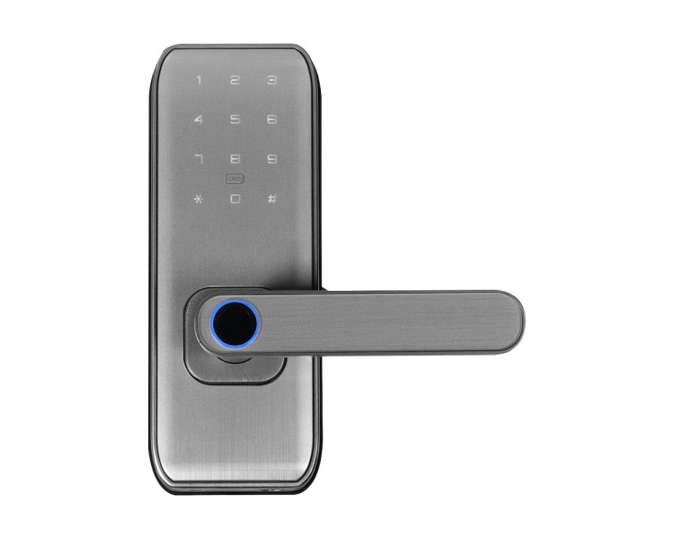 Замок біометричний автономний Trinix TRL-5406BTF Silver L/R з Bluetooth, зчитувачем відбитків пальців і карт Mifare
