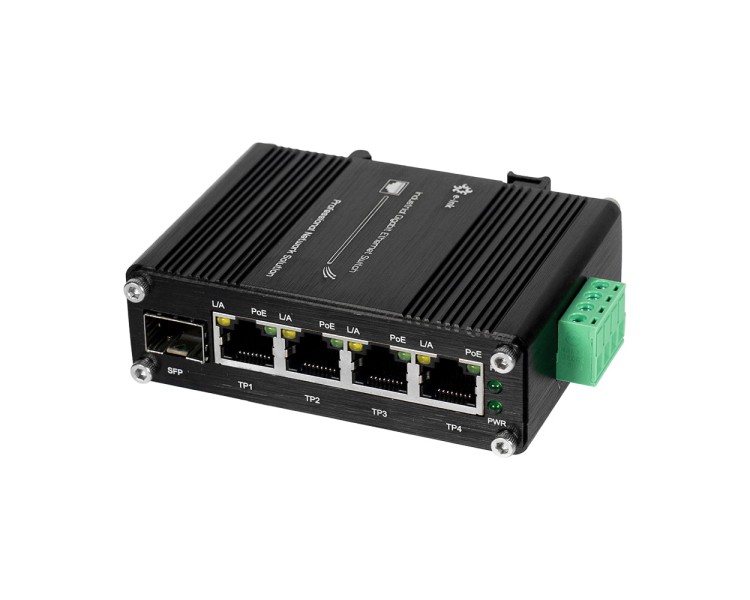 PoE-комутатор 5-портовий E-LINK LNK-IMC104GP-SFP IN 12-48V