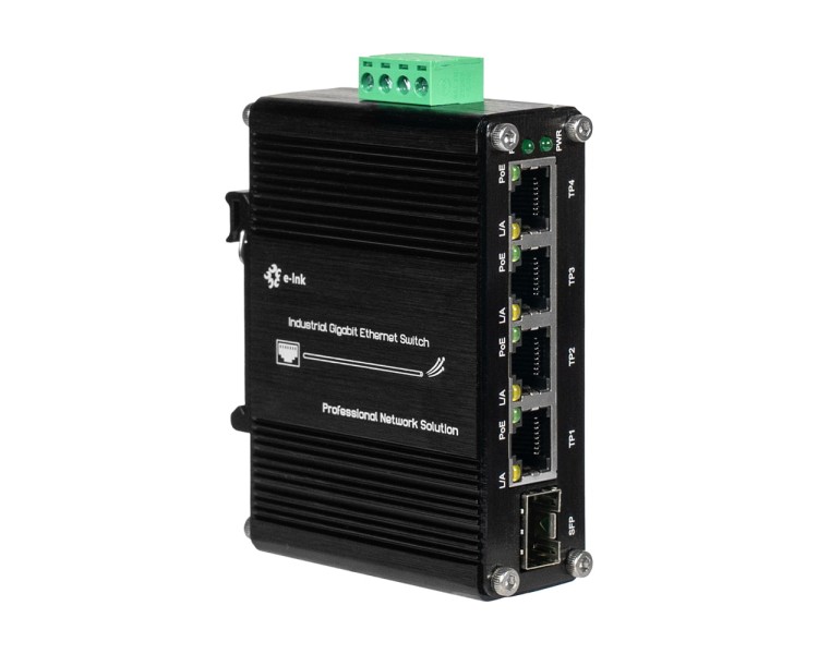 PoE-комутатор 5-портовий E-LINK LNK-IMC104GP-SFP IN 12-48V