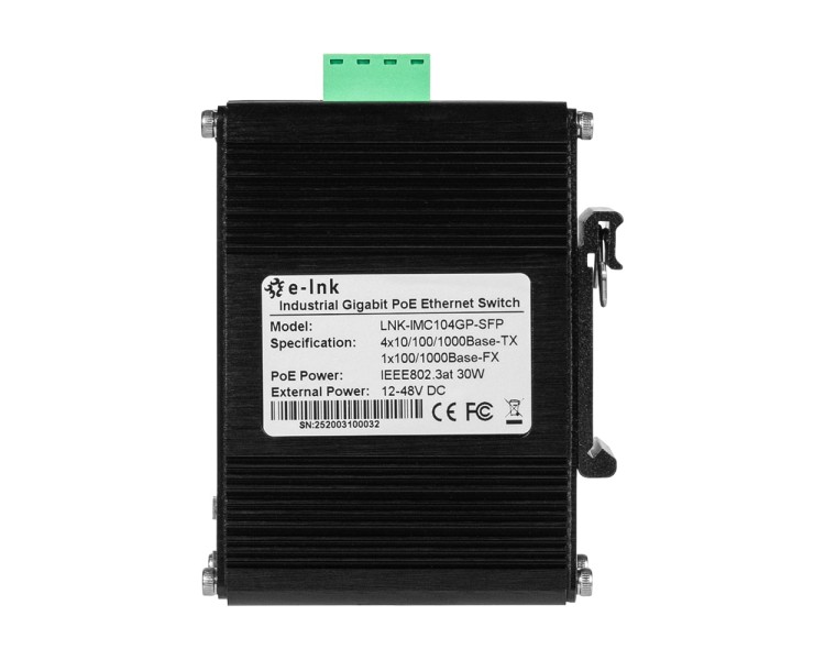 PoE-комутатор 5-портовий E-LINK LNK-IMC104GP-SFP IN 12-48V