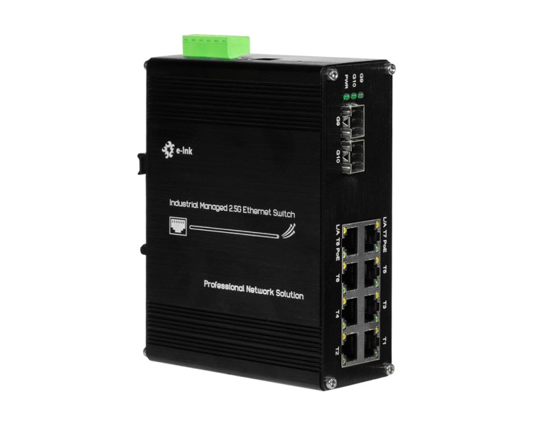 PoE-комутатор 10-портовий керований L2+ E-LINK LNK-IMC208-2.5GPM-SFP+ 2.5G з 8 портами PoE, 240W