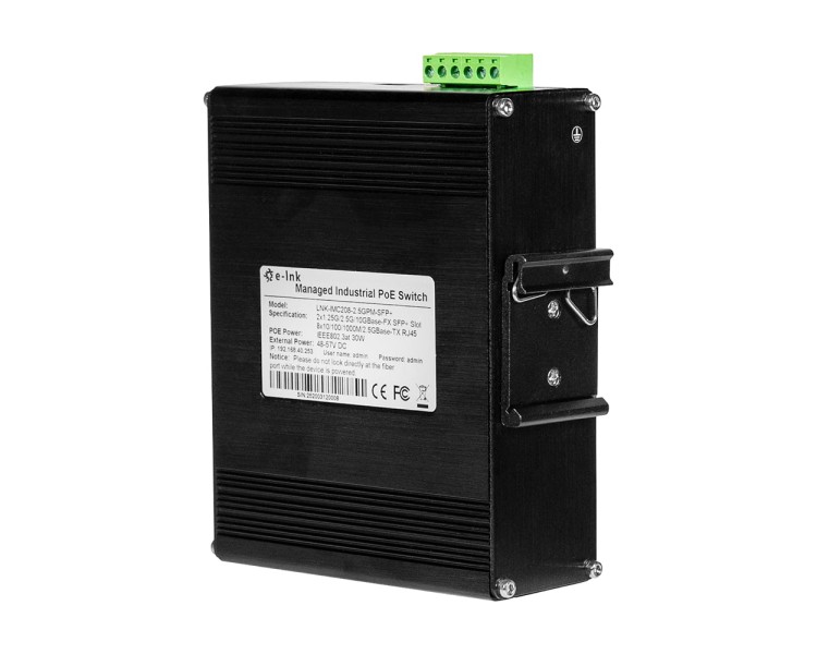 PoE-комутатор 10-портовий керований L2+ E-LINK LNK-IMC208-2.5GPM-SFP+ 2.5G з 8 портами PoE, 240W