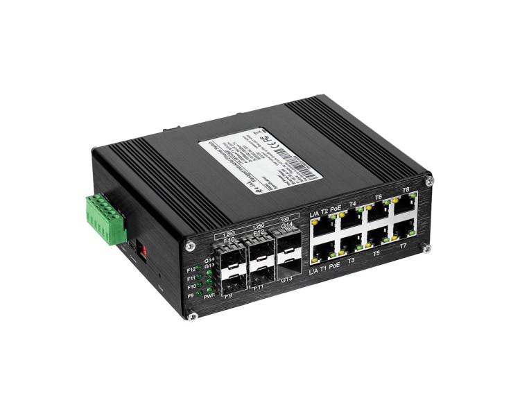 PoE-комутатор 14-портовий керований L2+ E-LINK ETH-IMC2408MP гігабітний з 8 портами PoE, 240W