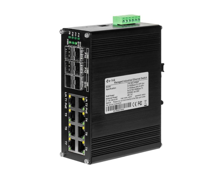PoE-комутатор 14-портовий керований L2+ E-LINK ETH-IMC2408MP гігабітний з 8 портами PoE, 240W