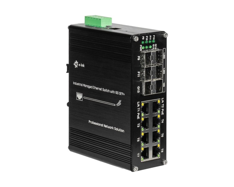 PoE-комутатор 14-портовий керований L2+ E-LINK ETH-IMC2408MP гігабітний з 8 портами PoE, 240W