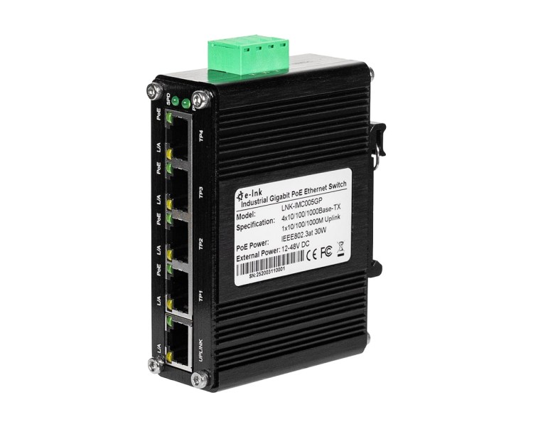 PoE-комутатор 5-портовий E-LINK LNK-IMC005GP з 4 портами PoE