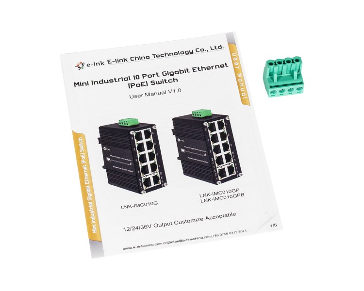 PoE-комутатор 10-портовий E-LINK LNK-IMC010GPB з 8 портами PoE