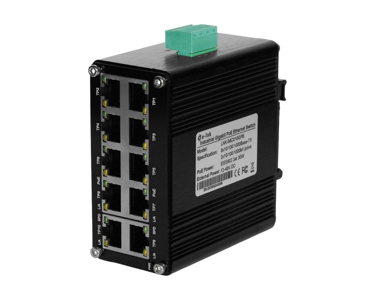 PoE-комутатор 10-портовий E-LINK LNK-IMC010GPB з 8 портами PoE