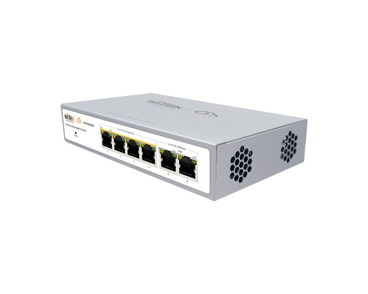 PoE-комутатор 6-портовий керований Wi-Tek WI-PCES306G V2 гігабітний, 4x1000Mbps PoE+, 2x1000Mbps Uplink, 60W, Cloud, ONVIF