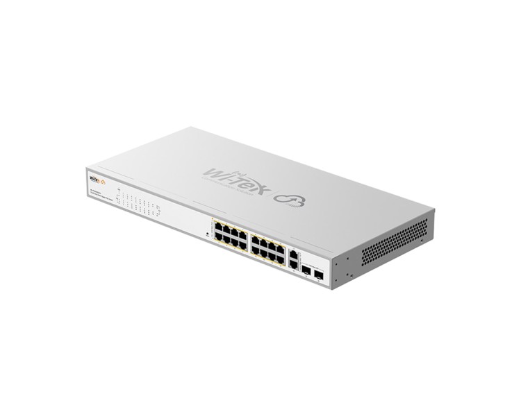 PoE-комутатор 20-портовий керований Wi-Tek WI-PCES320GFH гігабітний 16x1000Mbps PoE+, 2x1000Mbps Uplink, 2xSFP, 130W, Cloud, ONVIF