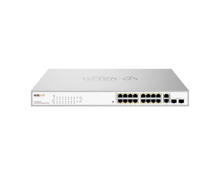 PoE-комутатор 20-портовий керований Wi-Tek WI-PCES320GFH гігабітний 16x1000Mbps PoE+, 2x1000Mbps Uplink, 2xSFP, 130W, Cloud, ONVIF