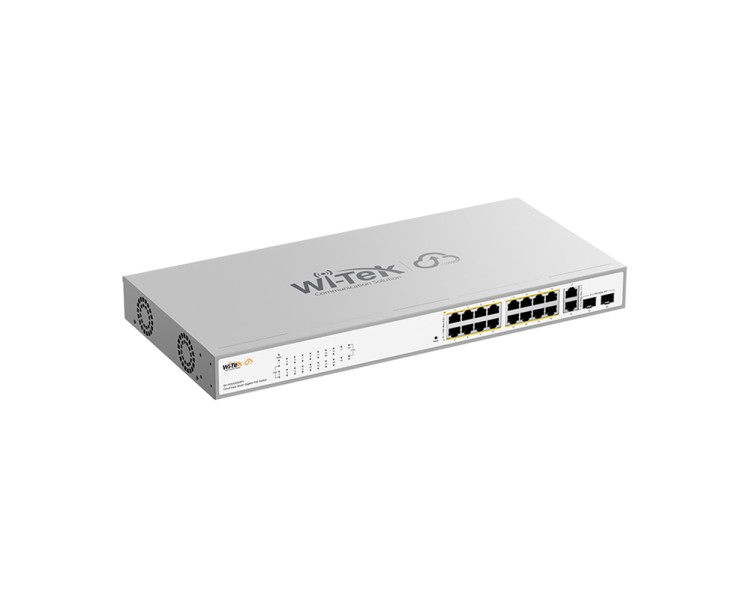 PoE-комутатор 20-портовий керований Wi-Tek WI-PCES320GFH гігабітний 16x1000Mbps PoE+, 2x1000Mbps Uplink, 2xSFP, 130W, Cloud, ONVIF