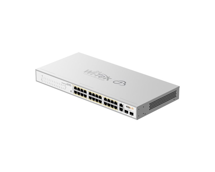 PoE-комутатор 28-портовий керований Wi-Tek WI-PCES328GFH гігабітний 24x1000Mbps PoE+, 2x1000Mbps Uplink, 2xSFP, 235W, Cloud, ONVIF