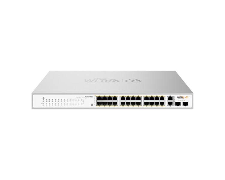 PoE-комутатор 28-портовий керований Wi-Tek WI-PCES328GFH гігабітний 24x1000Mbps PoE+, 2x1000Mbps Uplink, 2xSFP, 235W, Cloud, ONVIF