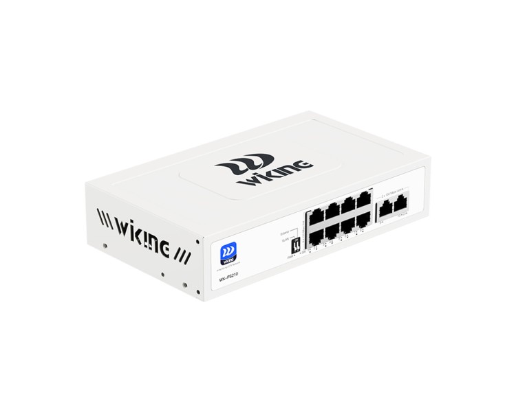 PoE-комутатор 10-портовий некерований Wiking WK-PS210 V2, 8x100Mbps PoE, 2x100Mbps Uplink, 76W