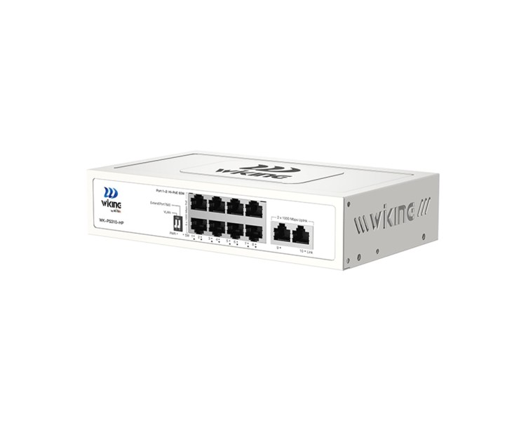 PoE-комутатор 10-портовий некерований Wiking WK-PS310-HP гігабітний, 8x1000Mbps PoE, 2x1000Mbps Uplink, 110W