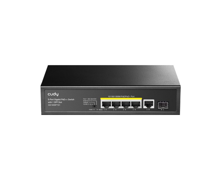 PoE-комутатор 6-портовий некерований Cudy GS1005PTS1 4 порти PoE+ SFP-порт гігабітний 120W