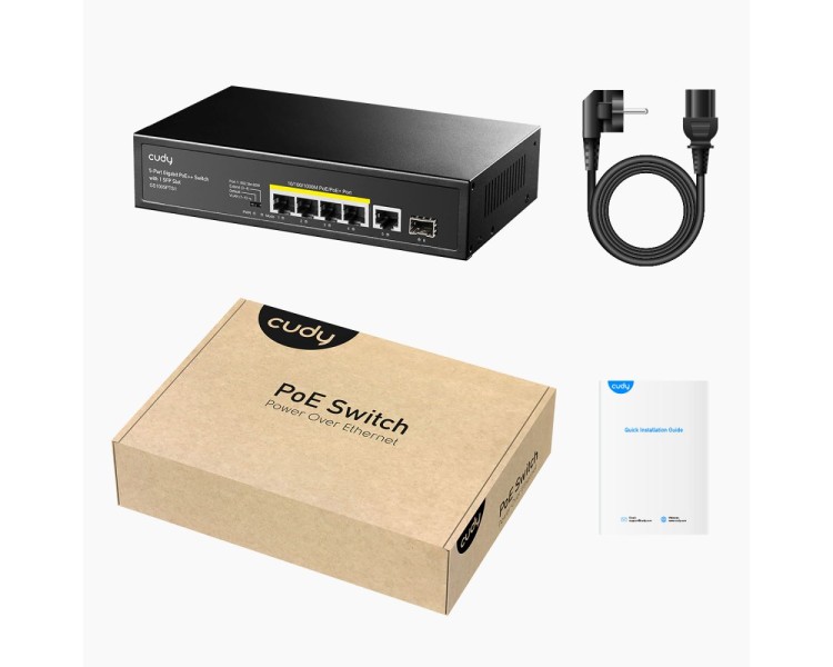 PoE-комутатор 6-портовий некерований Cudy GS1005PTS1 4 порти PoE+ SFP-порт гігабітний 120W