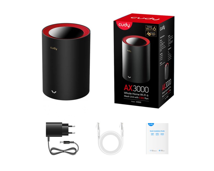 Маршрутизатор WiFi Mesh-система WiFi 6 2.5G Cudy M3000 Black (1-Pack) дводіапазонний AX3000