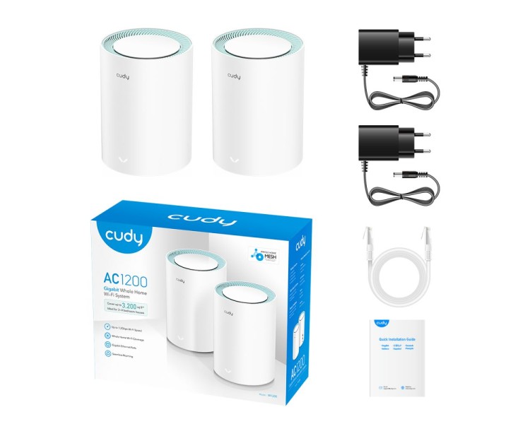 Маршрутизатор WiFi Mesh-система WiFi 5 Cudy M1300 (2-Pack) 2 штуки дводіапазонні гігабітні AC1200