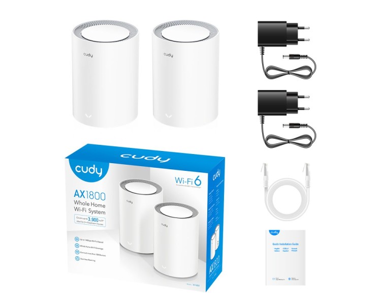 Маршрутизатор WiFi Mesh-система WiFi 6 Cudy M1800 (2-Pack) 2 штуки дводіапазонні гігабітні AX1800
