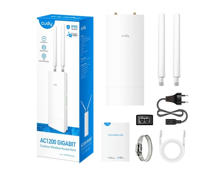 Точка доступу зовнішня WiFi 5 Cudy AP1300 OUTDOOR з підтримкою Mesh дводіапазонна гігабітна