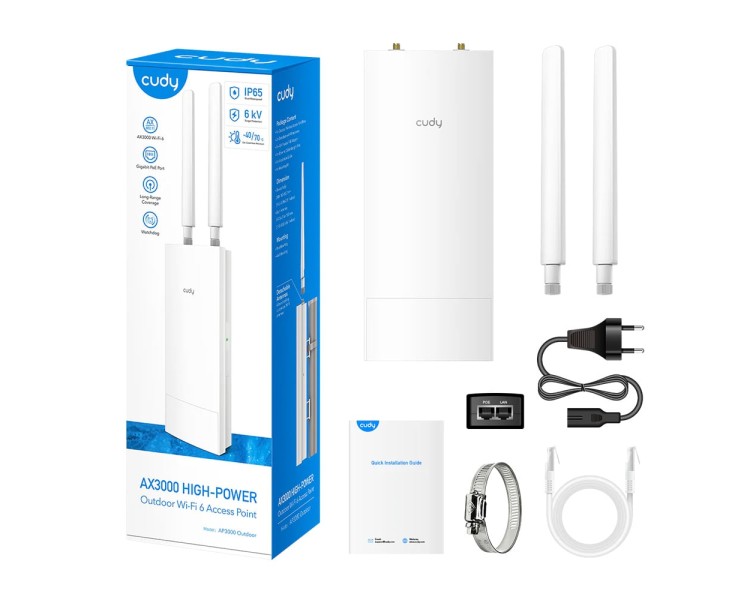 Точка доступу зовнішня WiFi 6 2.5G Cudy AP3000 OUTDOOR з підтримкою Mesh дводіапазонна