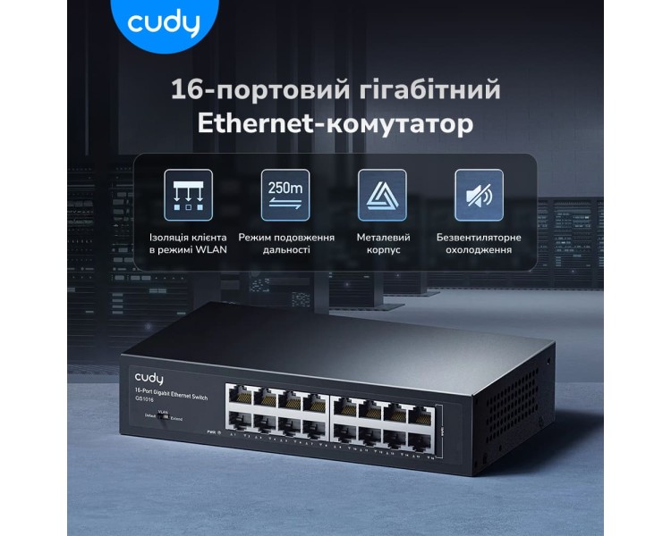 Комутатор 16-портовий некерований Cudy GS1016 гігабітний