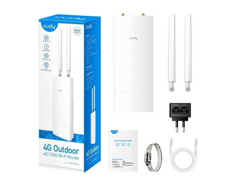 WiFi 5 Mesh 4G LTE-маршрутизатор зовнішній Cudy LT500 OUTDOOR CAT4 дводіапазонний