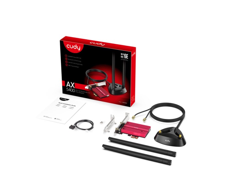 Адаптер WiFi 6E Cudy WE4000 AX5400 PCI Express тридіапазонний з Bluetooth 5.2