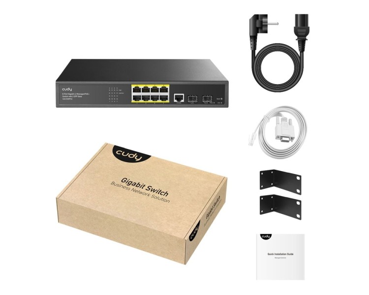 PoE-комутатор 11-портовий керований L2 Cudy GS2008PS2 гігабітний з 8 портами PoE, 120W