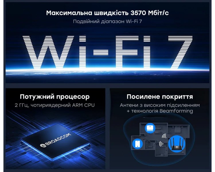 WiFi 7 Mesh-маршрутизатор Cudy WR3600H 2.5G дводіапазонний BE3600