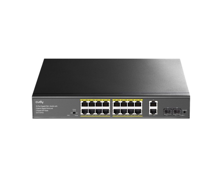 PoE-комутатор 20-портовий некерований Cudy GS1018PS2 гігабітний з 16 портами PoE+, 200W
