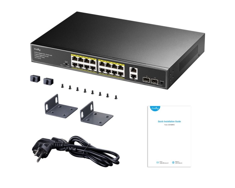 PoE-комутатор 20-портовий некерований Cudy GS1018PS2 гігабітний з 16 портами PoE+, 200W