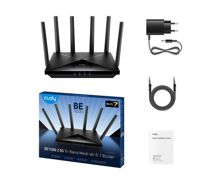 WiFi 7 Mesh-маршрутизатор 2.5G Cudy WR11000 тридіапазонний BE11000