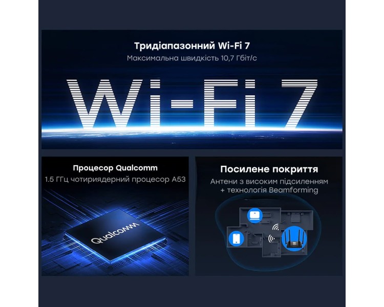 WiFi 7 Mesh-маршрутизатор 2.5G Cudy WR11000 тридіапазонний BE11000