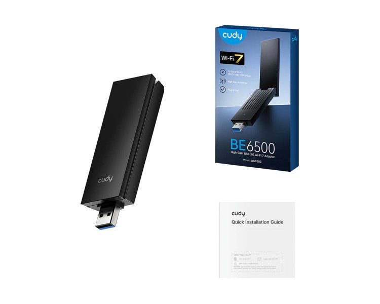 Адаптер WiFi 7 Cudy WU6500 тридіапазонний з USB 3.0 BE6500