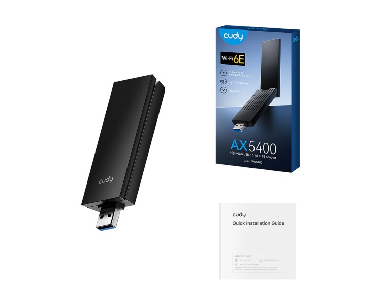 Адаптер WiFi 6E Cudy WU5400 тридіапазонний з USB 3.0 AX5400