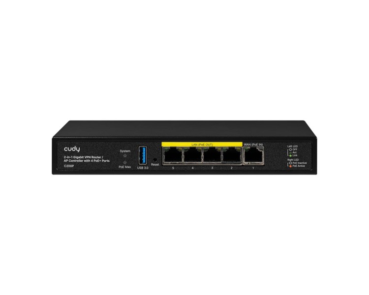 Контролер точок доступу AP / гігабітний VPN-маршрутизатор Cudy C200P з 4 портами PoE+