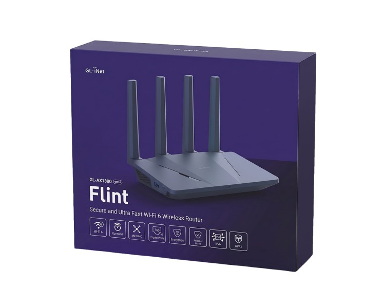 WiFi 6 маршрутизатор GL.iNet Flint (GL-AX1800-EU) гігабітний дводіапазонний