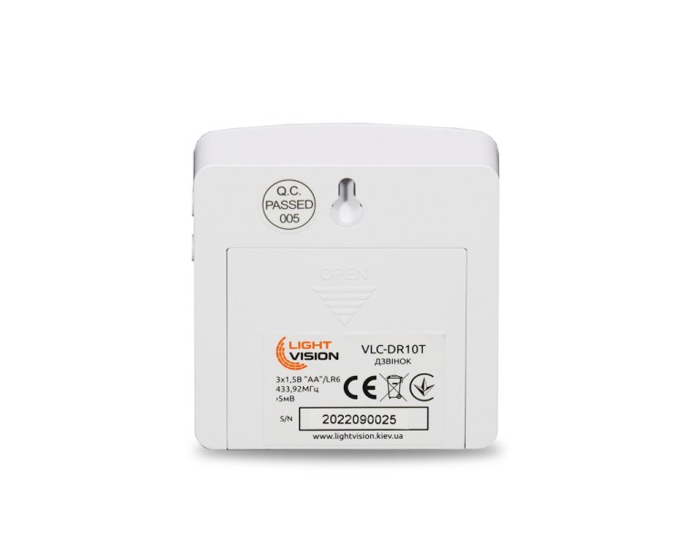 Дверний WiFi дзвінок Light Vision VLC-DR10T(Tuya) White з ІЧ-датчиком руху