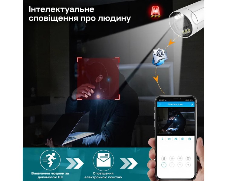 IP-відеокамера з WiFi 4Mp Light Vision VLC-5268WI(Tuya) f=3.6mm, ІЧ+LED-підсвічування, з мікрофоном