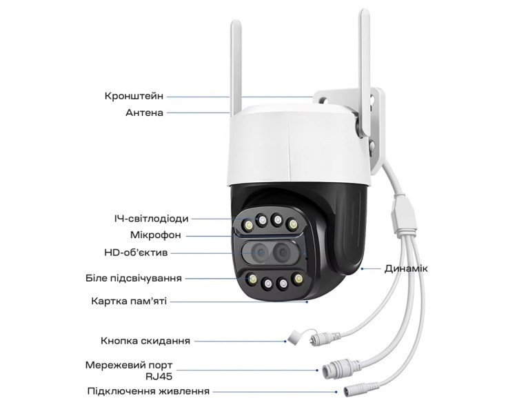 IP PTZ-відеокамера з WiFi 2Mp+8Mp Light Vision VLC-9284WI10Z/2C (Camhi Pro) f=3.6mm+8mm, ІЧ+LED-підсвічування, з мікрофоном